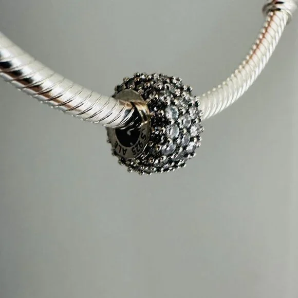 Authentic PANDORA Sparkling PAVE TRIPLE ROW Charm 925 Sterling Silver 792820C01 - Picture 6 of 10